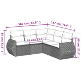 vidaXL 5-delige Loungeset met kussens poly rattan zwart