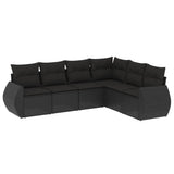 vidaXL 6-delige Loungeset met kussens poly rattan zwart