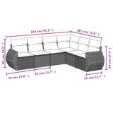 vidaXL 6-delige Loungeset met kussens poly rattan zwart