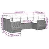 vidaXL 6-Piece Garden Sofa Set with Cushions Black Poly Rattan