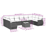 vidaXL 10-delige Loungeset met kussens poly rattan zwart