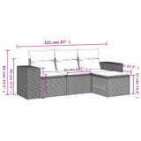 vidaXL 4-delige Loungeset met kussens poly rattan zwart