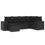 vidaXL 6-delige Loungeset met kussens poly rattan zwart