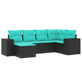 vidaXL ensemble de 6 bancs de jardin avec coussins en polyrotan noir