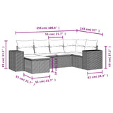 vidaXL ensemble de 6 bancs de jardin avec coussins en polyrotan noir