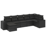 vidaXL 7-delige Loungeset met kussens poly rattan zwart
