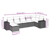 vidaXL 7-delige Loungeset met kussens poly rattan zwart