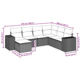vidaXL 7-delige Loungeset met kussens poly rattan zwart