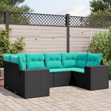 vidaXL 6-delige tuinbankset met kussens van zwart polyrotan