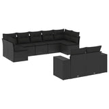 vidaXL 9-delige Loungeset met kussens poly rattan zwart
