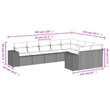 vidaXL 9-delige Loungeset met kussens poly rattan zwart