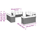 vidaXL 12-delige Loungeset met kussens poly rattan zwart