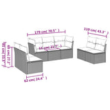 vidaXL 7-delige Loungeset met kussens poly rattan zwart