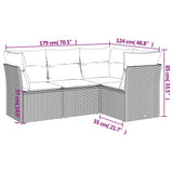 vidaXL 4-delige Loungeset met kussens poly rattan zwart