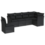 vidaXL 6-delige Loungeset met kussens poly rattan zwart