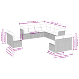 vidaXL 11-delige Loungeset met kussens poly rattan zwart