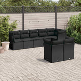 vidaXL 8-delige Loungeset met kussens poly rattan zwart