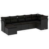 vidaXL 7-delige Loungeset met kussens poly rattan zwart
