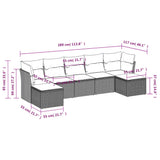 vidaXL ensemble de 7 banques de jardin avec coussins en polyrotan noir