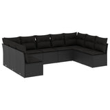 vidaXL 9-delige Loungeset met kussens poly rattan zwart