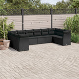 vidaXL 10-delige Loungeset met kussens poly rattan zwart