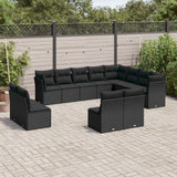 vidaXL 12-delige Loungeset met kussens poly rattan zwart