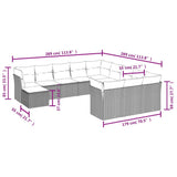 vidaXL 12-delige Loungeset met kussens poly rattan zwart