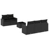 vidaXL 6-Piece Lounge Set with Cushions Poly Rattan Black