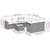 vidaXL 9-delige Loungeset met kussens poly rattan zwart