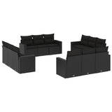 vidaXL 12-delige Loungeset met kussens poly rattan zwart