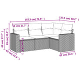 vidaXL 4-delige Loungeset met kussens poly rattan zwart