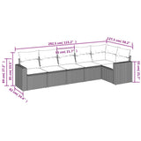 vidaXL 6-delige Loungeset met kussens poly rattan zwart