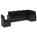 vidaXL 6-delige Loungeset met kussens poly rattan zwart