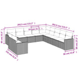 vidaXL 11-delige Loungeset met kussens poly rattan zwart