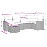 vidaXL 6-delige Loungeset met kussens poly rattan zwart