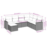 vidaXL 7-Piece Lounge Set with Cushions Poly Rattan Black