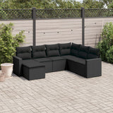 vidaXL 7-Piece Lounge Set with Cushions Poly Rattan Black