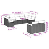 vidaXL 9-delige Loungeset met kussens poly rattan zwart