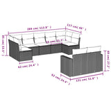 vidaXL 9-delige Loungeset met kussens poly rattan zwart