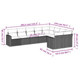 vidaXL 9-delige Loungeset met kussens poly rattan zwart