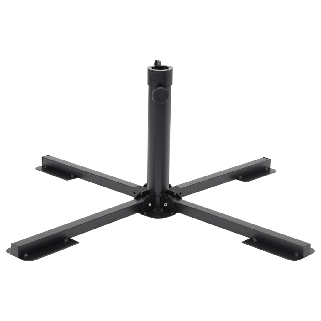 vidaXL Pied de parasol pliable pour mât Ø38/48 mm en acier noir brillant