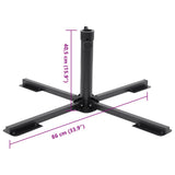 vidaXL Pied de parasol pliable pour mât Ø38/48 mm en acier noir brillant