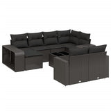 vidaXL Ensemble de salon 11 personnes avec coussins en poly rotin noir