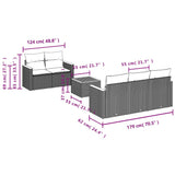 vidaXL 6-delige Loungeset met kussens poly rattan zwart