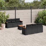 vidaXL 7-delige Loungeset met kussens poly rattan zwart