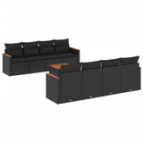 vidaXL 9-delige Loungeset met kussens poly rattan zwart