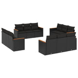 vidaXL Ensemble de salon 12 personnes avec coussins en poly rotin noir