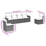 vidaXL 6-delige Loungeset met kussens poly rattan zwart
