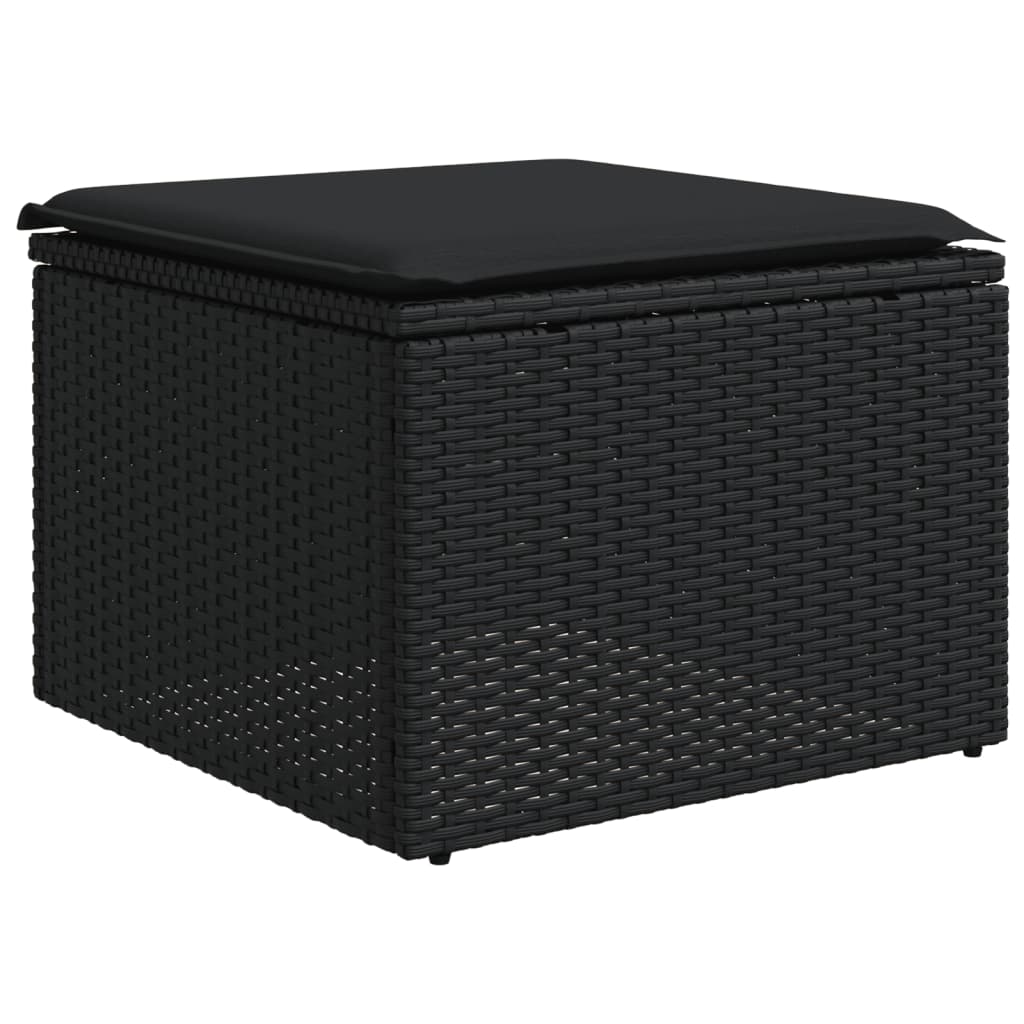 vidaXL 4-delige Loungeset met kussens poly rattan zwart