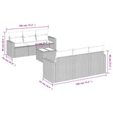 vidaXL 7-delige Loungeset met kussens poly rattan zwart